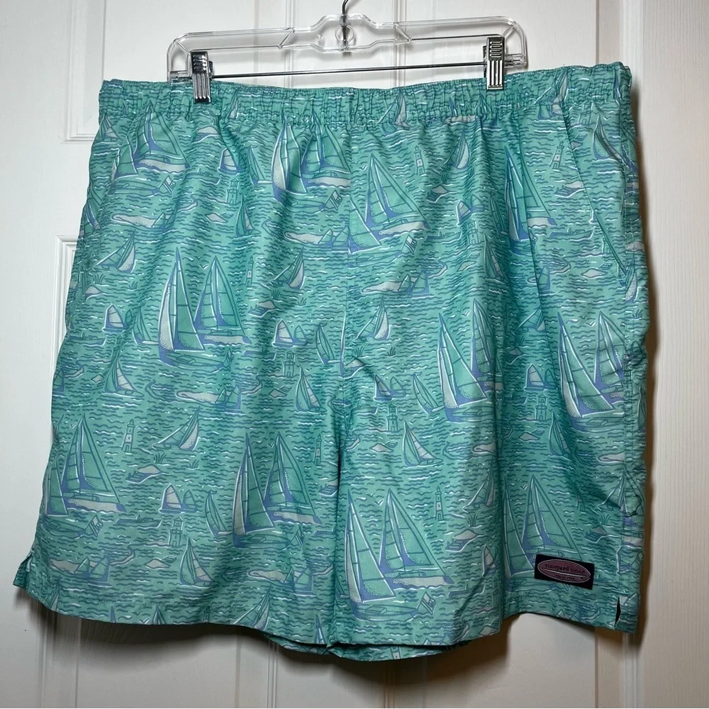 Vineyard Vines Men's Green Sailboat Swim Trunks Size XXL